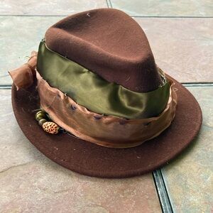 Upcycled brown felt trilby